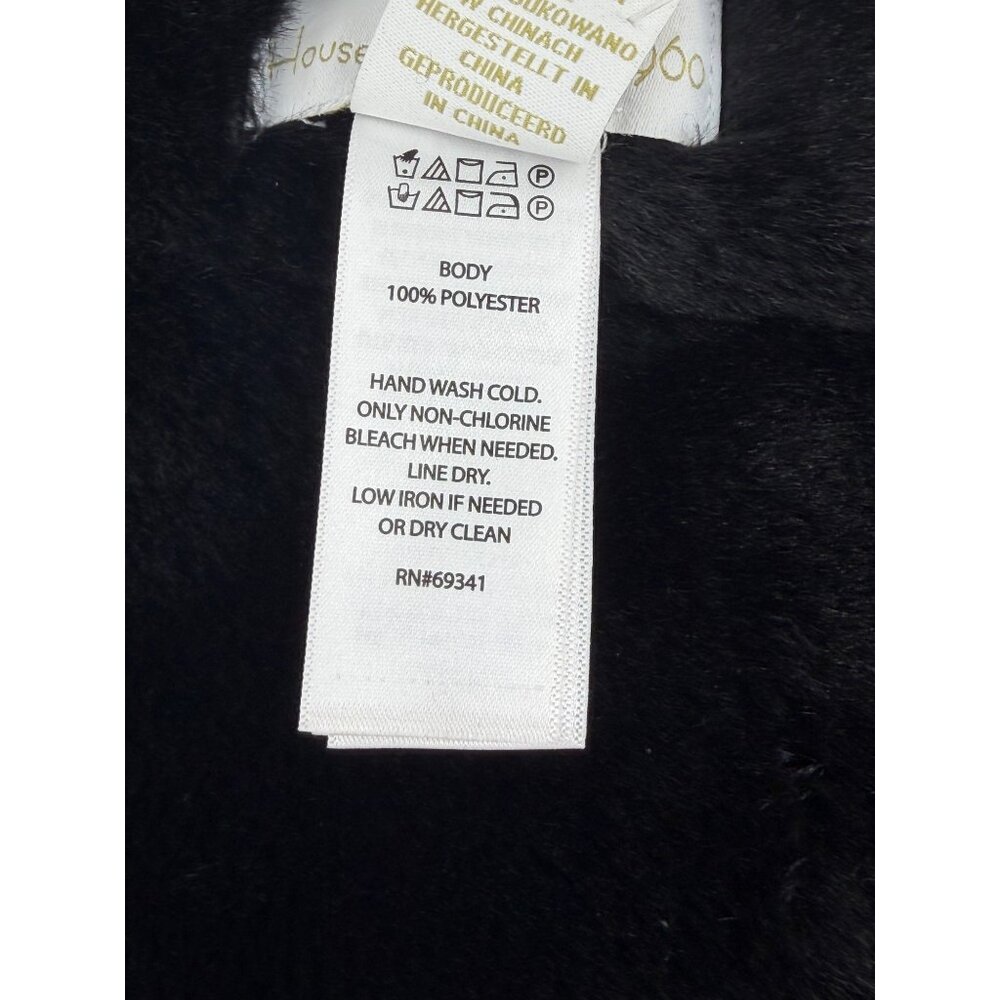 House Of Harlow Black Faux Fur Vegan Leather Reversible Scarf Wrap OS | Mob Wife - Picture 16 of 16